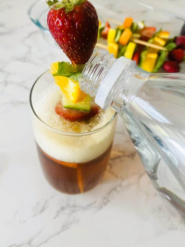 Pimms half and half topped up with lemonade