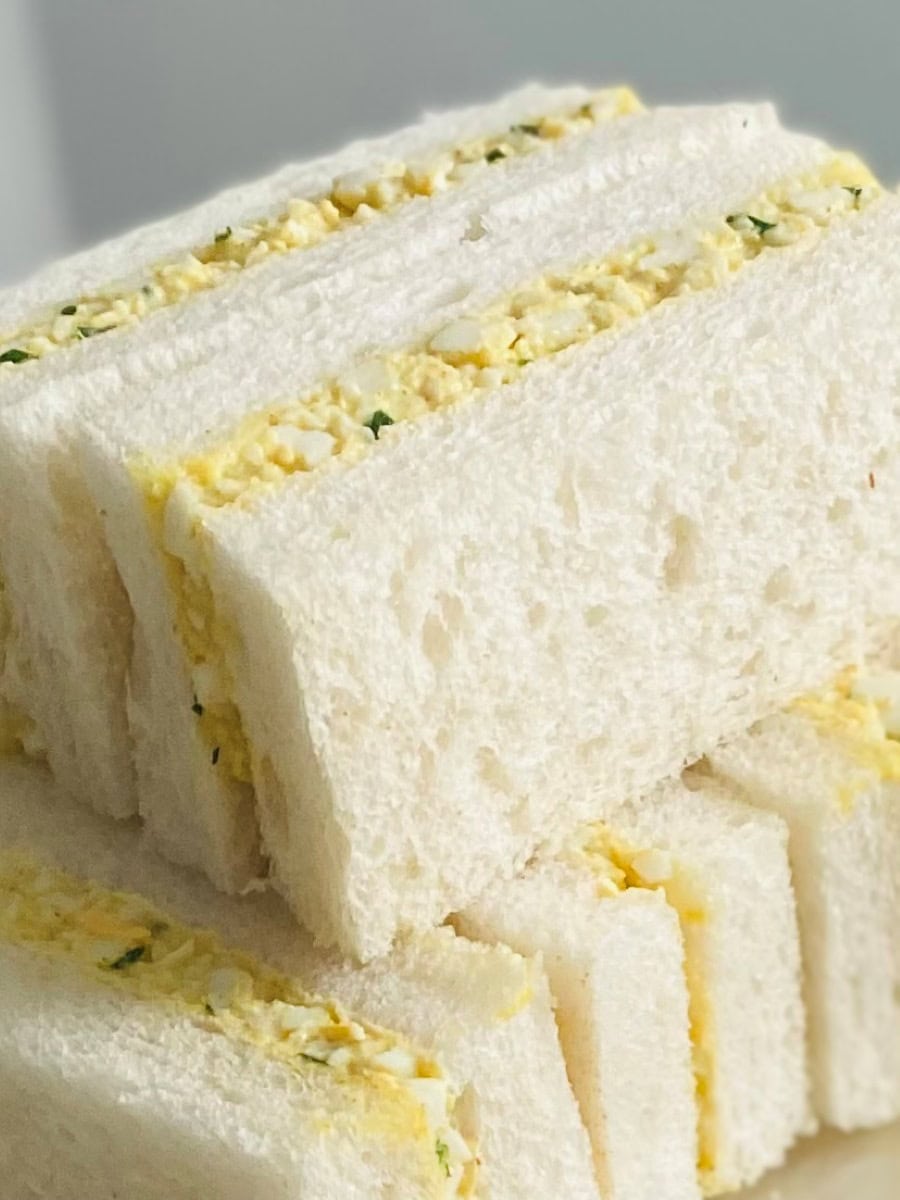 Curried egg finger sandwiches