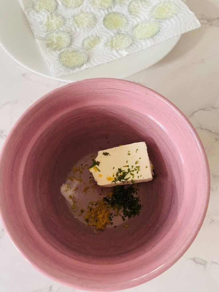 Cucumber finger sandwiches cream cheese, lemon and mint