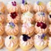 Vanilla cupcakes with edible flowers