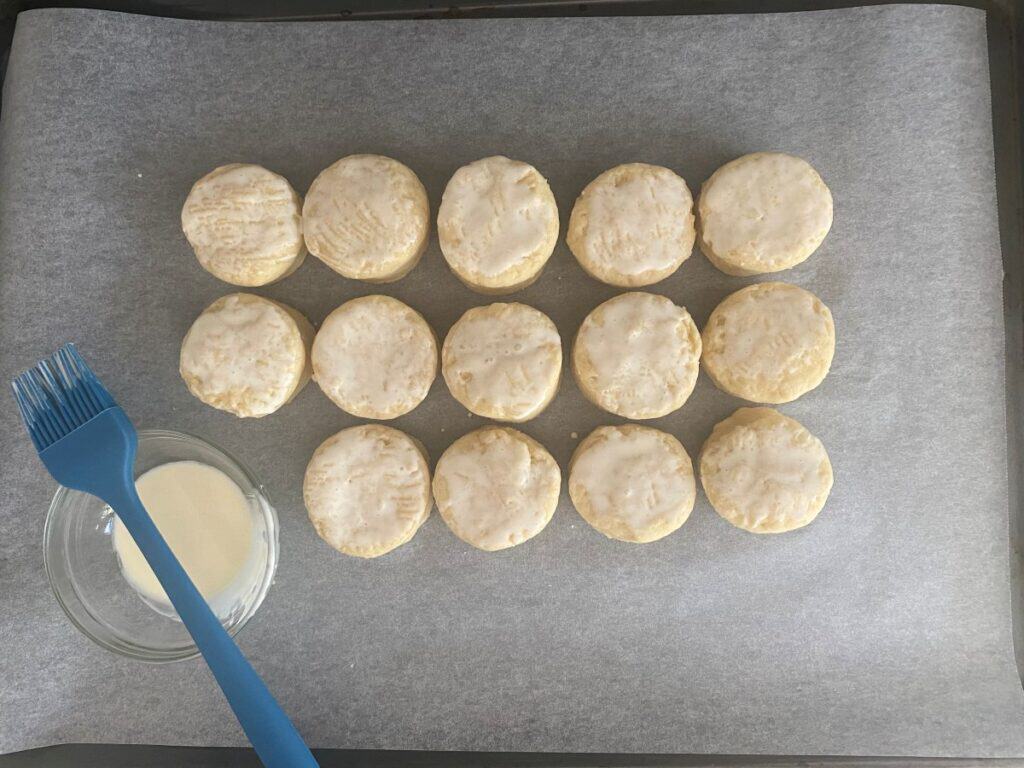 Afternoon Tea Scones on a tray brushed with milk