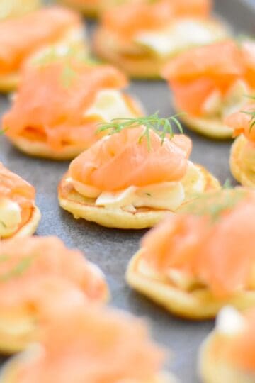 Smoked salmon pikelets in afternoon tea timeline