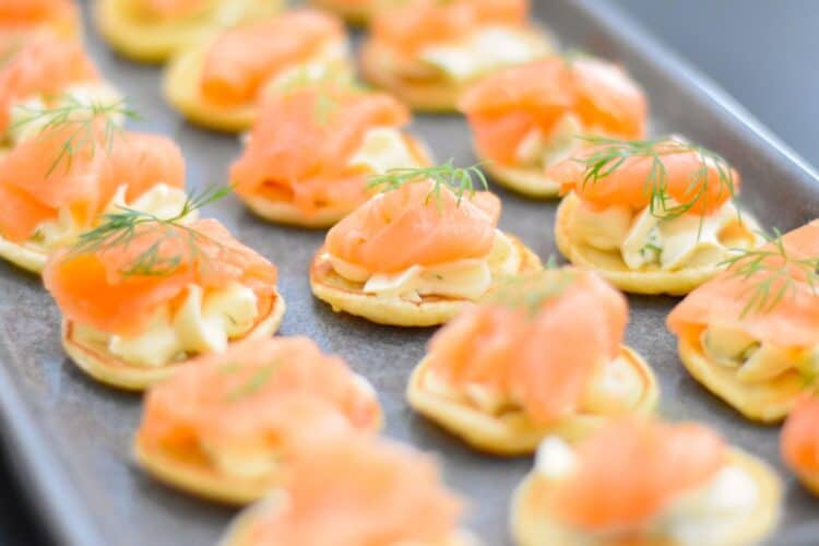 Smoked salmon pikelets in afternoon tea timeline