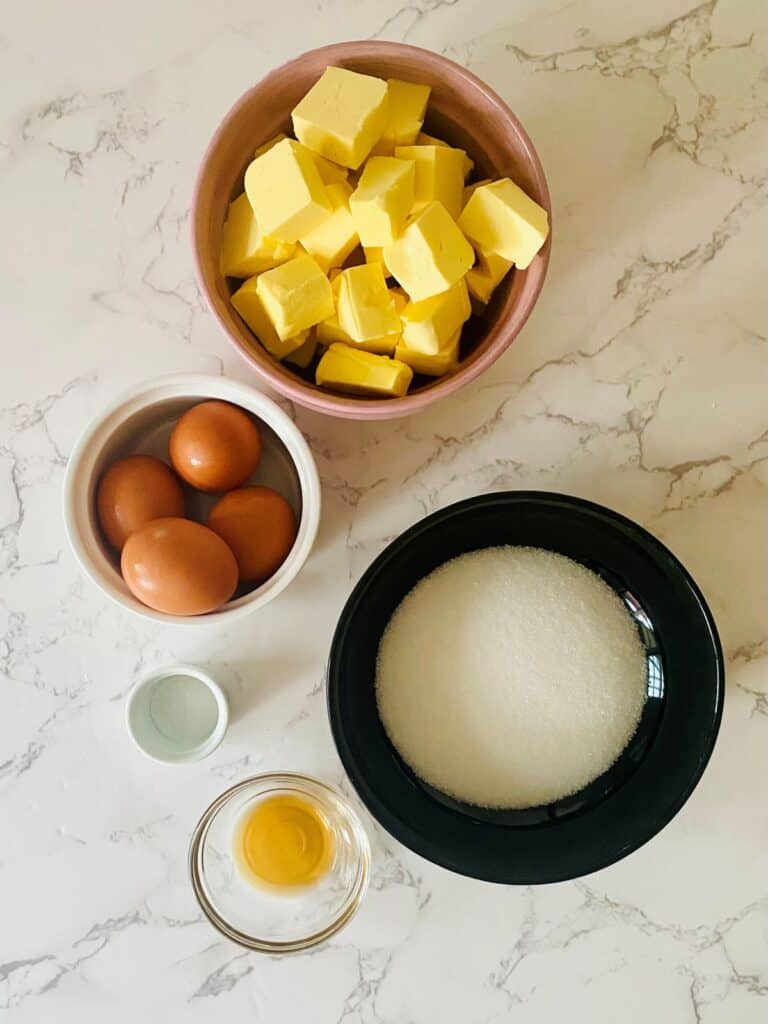 Swiss meringue buttercream ingredients