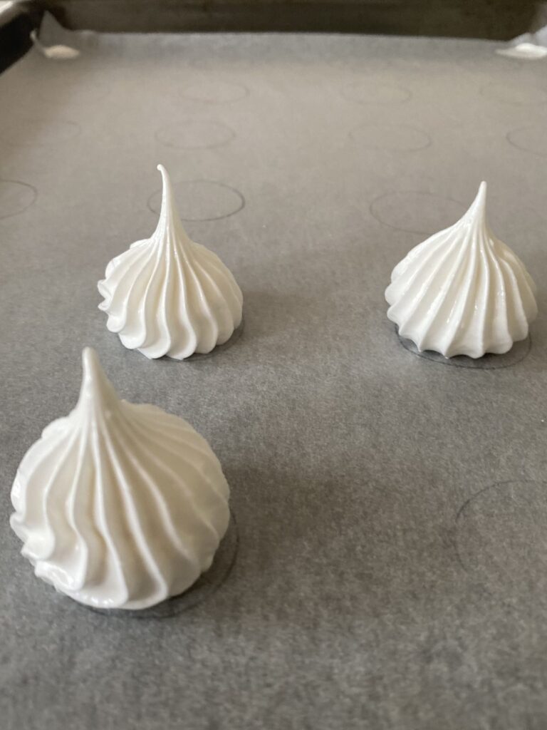 Piped meringues for Lemon Tartlets with Pistachio Meringues recipe