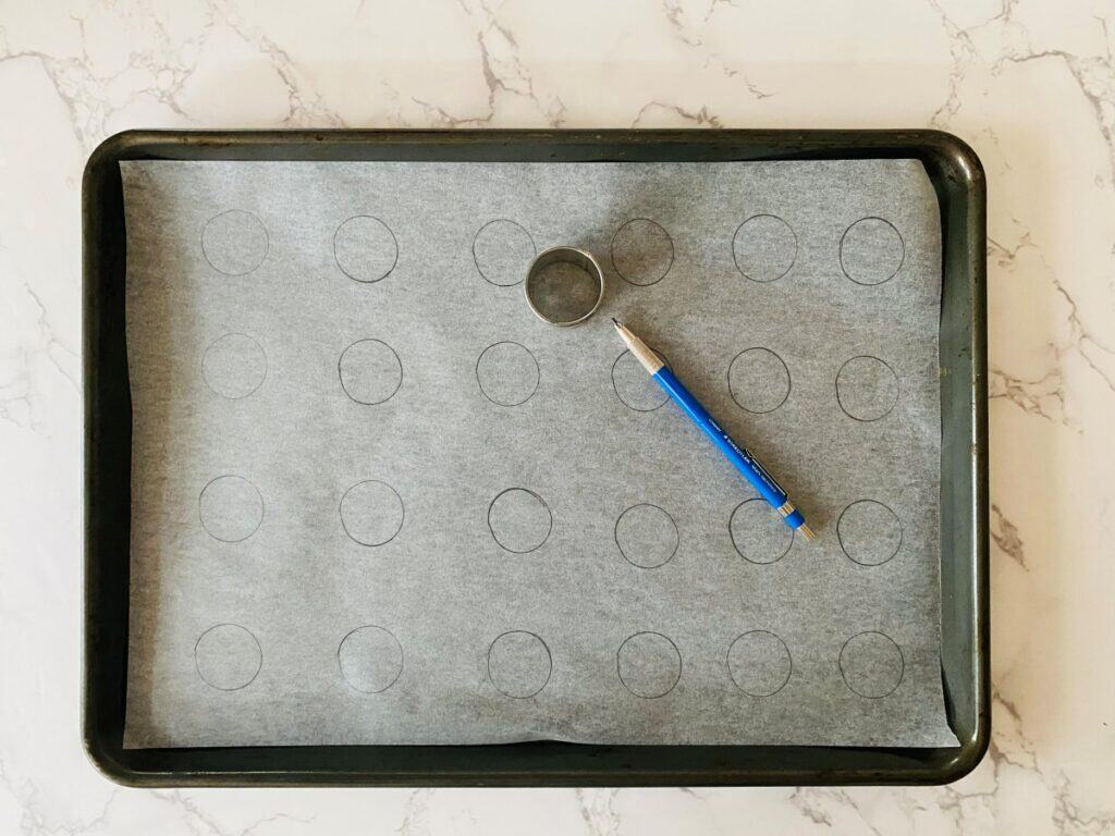 Prep tray for pistachio meringues