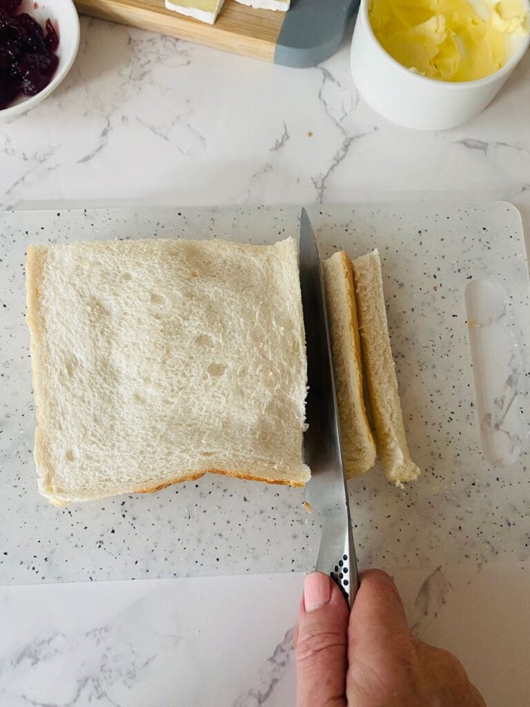 Turkey, cranberry & brie finger sandwiches remove the crusts