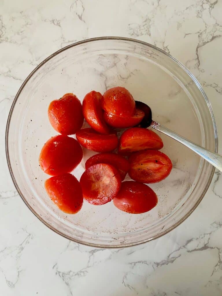 tomato & pesto tartlets roma tomatoes in a bowl
