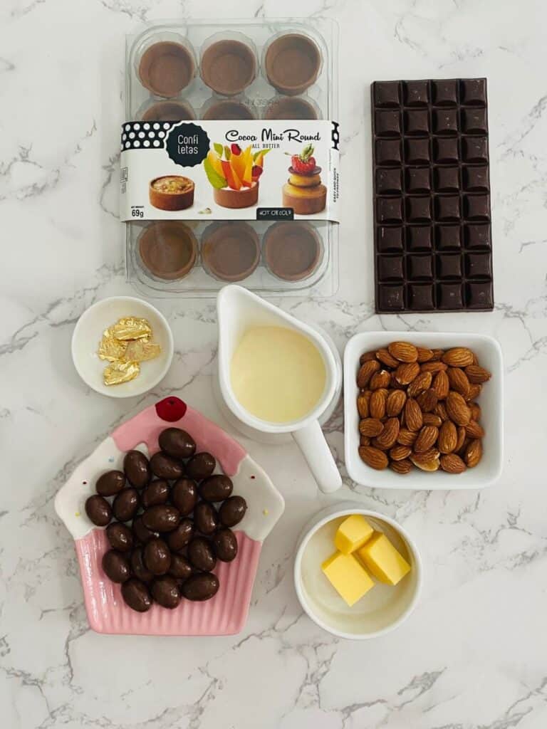 Ingredients for scorched almond tartlets