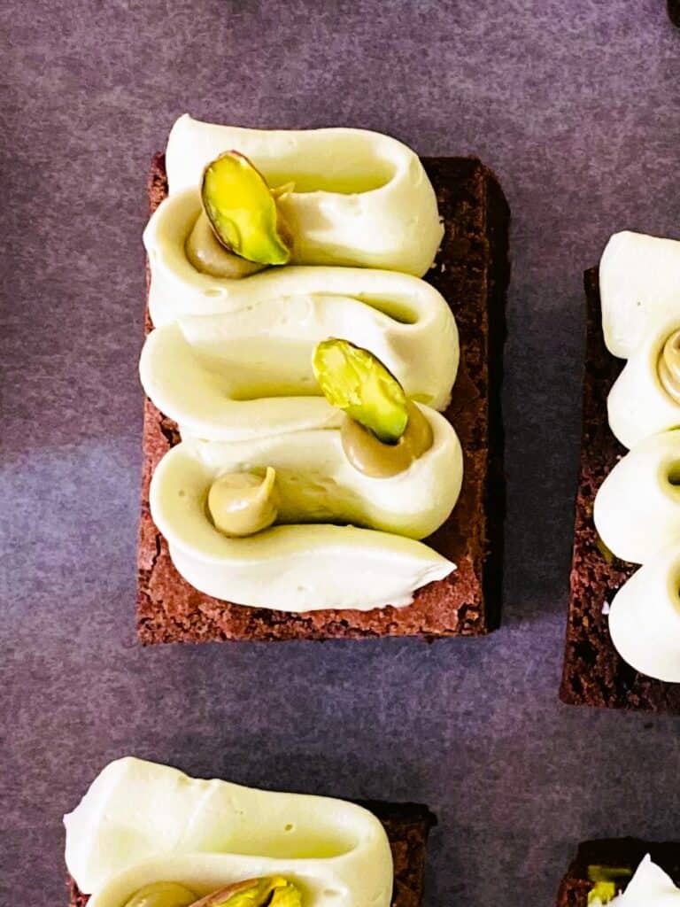 Pistachio Brownies with Pistachio Buttercream
