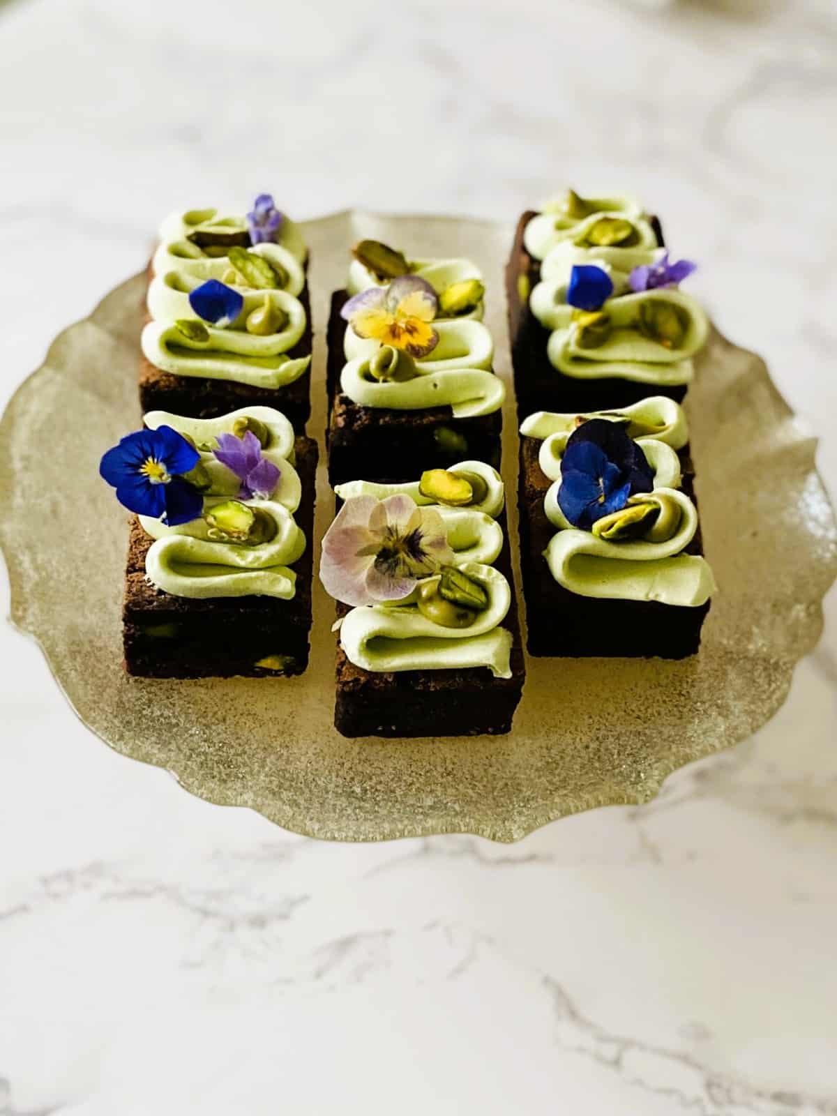 Pistachio Brownies with Pistachio Buttercream