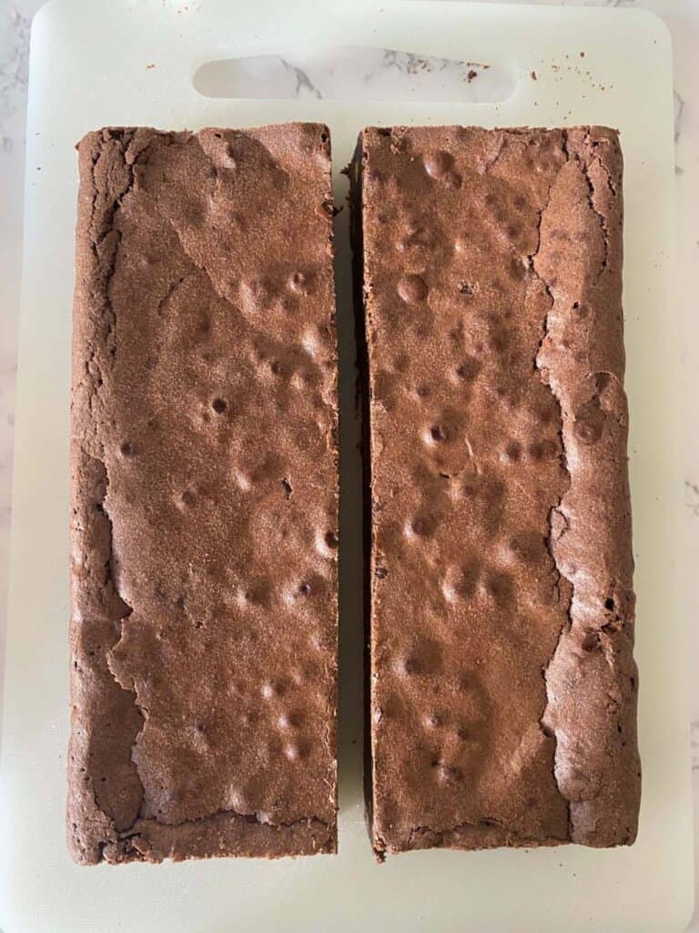 Pistachio Brownies with Pistachio Buttercream on a board