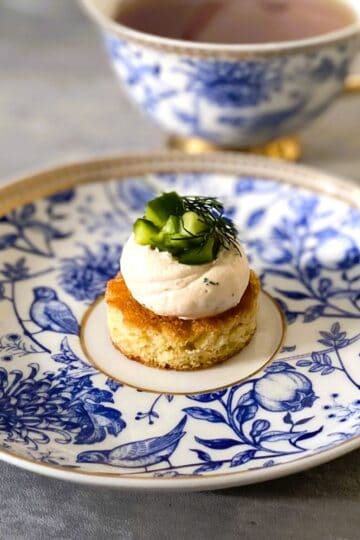 Salmon cucumber brioche bites