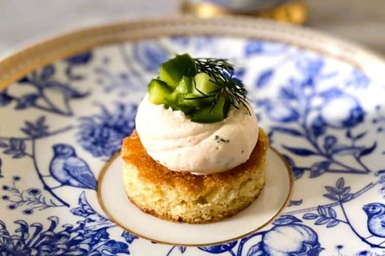 Salmon cucumber brioche bites
