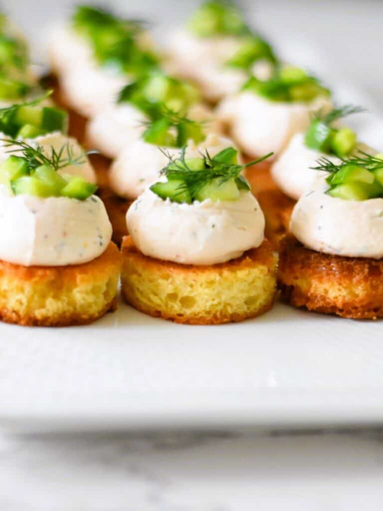 Salmon cucumber brioche bites
