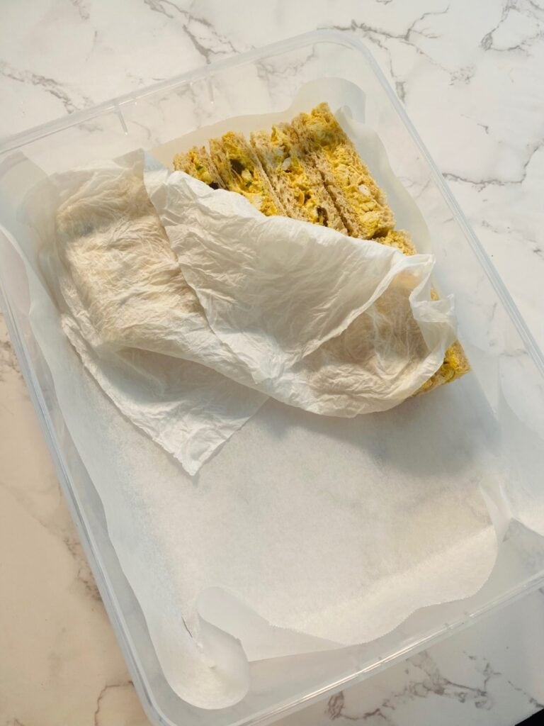 How to store coronation chicken finger sandwiches