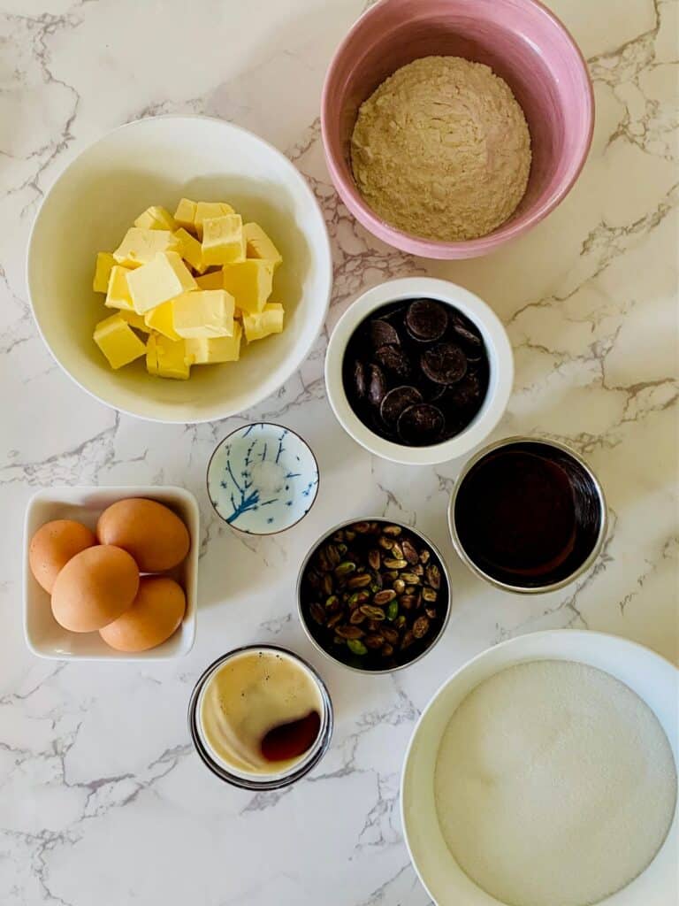 Pistachio Brownies with Pistachio Buttercream ingredients