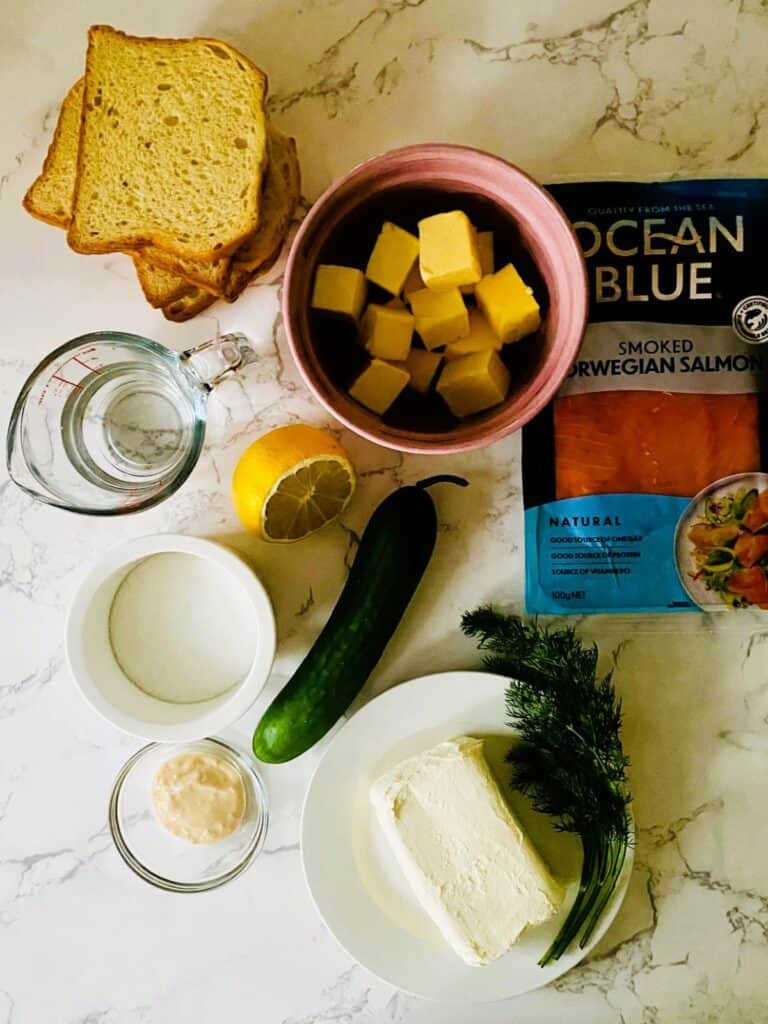 Salmon cucumber brioche bites ingredients