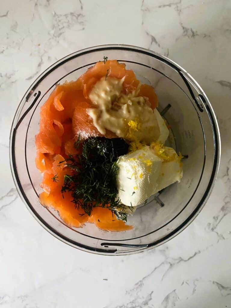 Salmon cucumber brioche bites mixture