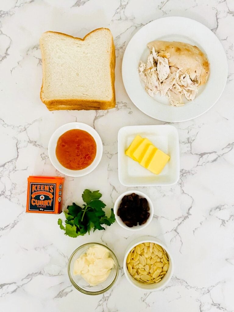 Coronation chicken finger sandwiches ingredients