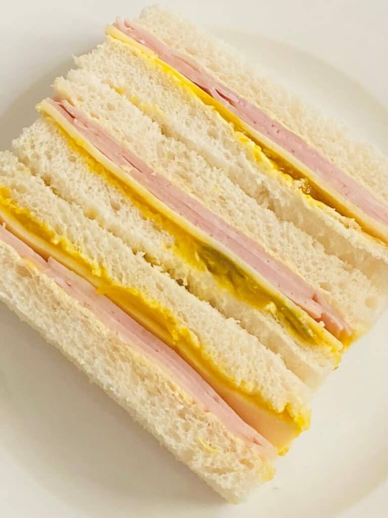 Ham cheese & mustard pickle sandwich fingers