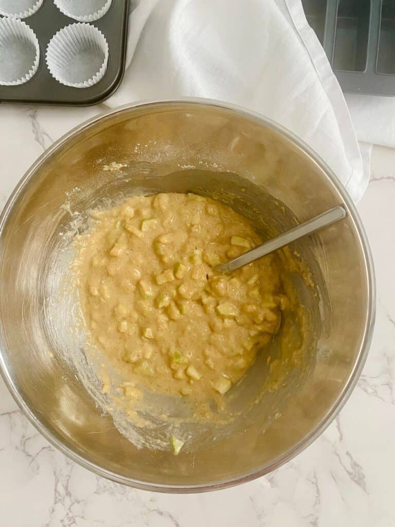 Apple crumble mini muffin batter