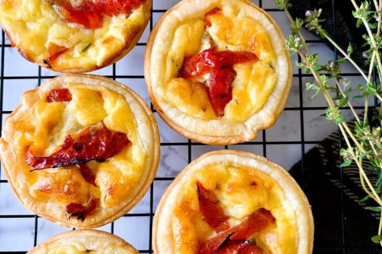 Chorizo and tomato mini quiche
