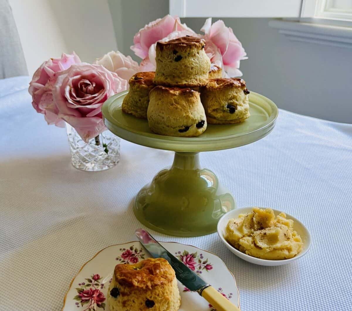 Raisin Scones with Rum Butter
