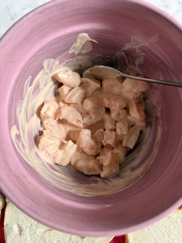 Prawn cocktail finger sandwich mixture