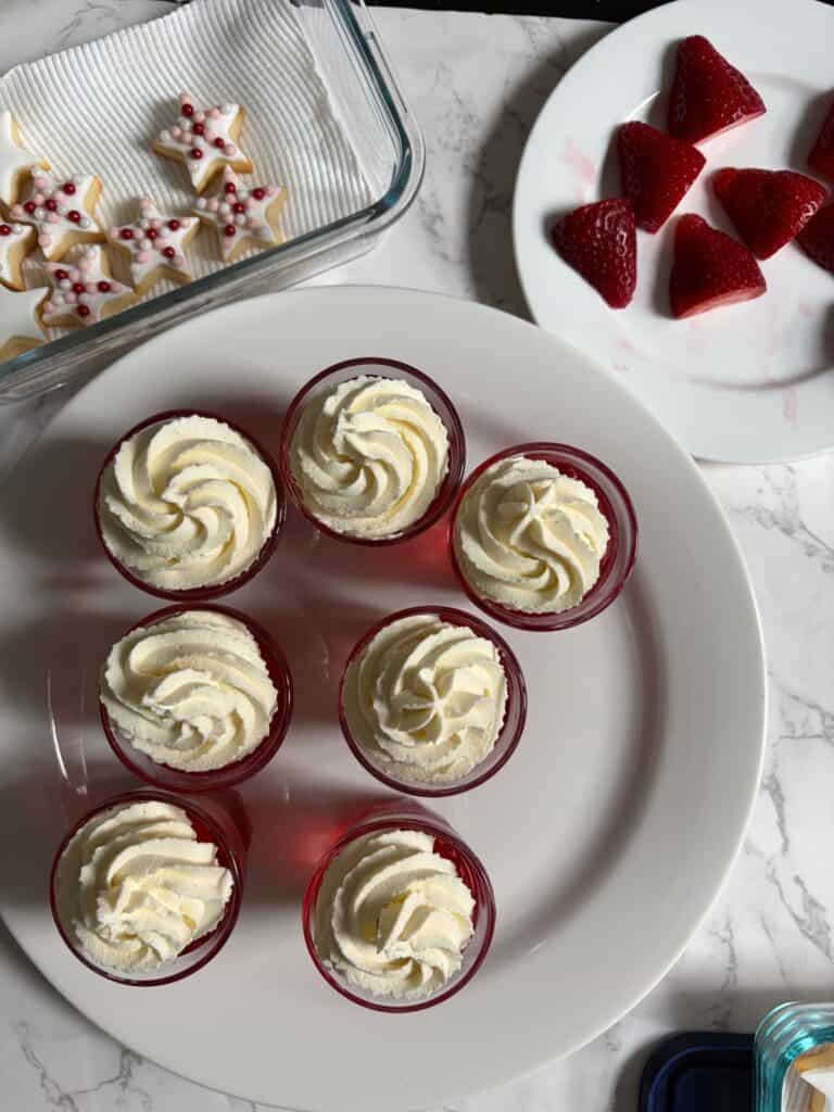 swirls of cream on top of jelly