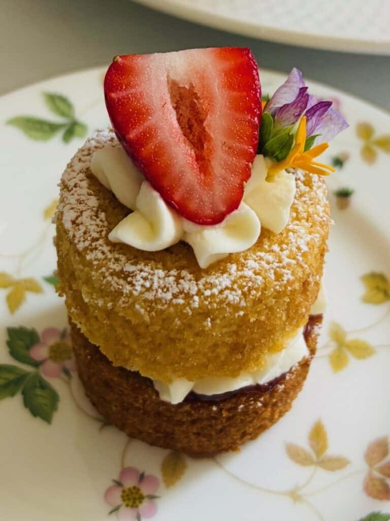 A single easy mini Victoria sponge cake