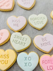 Valentine's Stamp Cookies on a tray