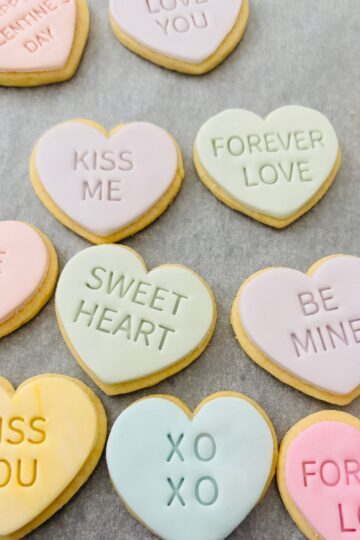 Valentine's Stamp Cookies on a tray