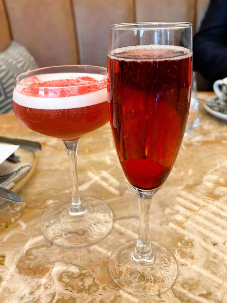 Strawberry mocktail and Kir royale