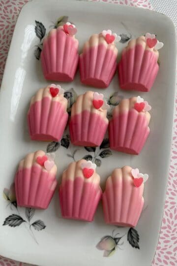 Ombre white chocolate madeleines