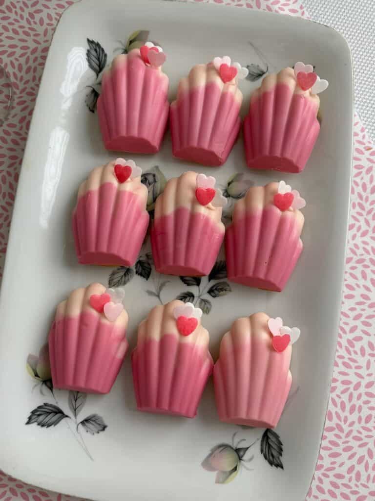 Ombre white chocolate madeleines