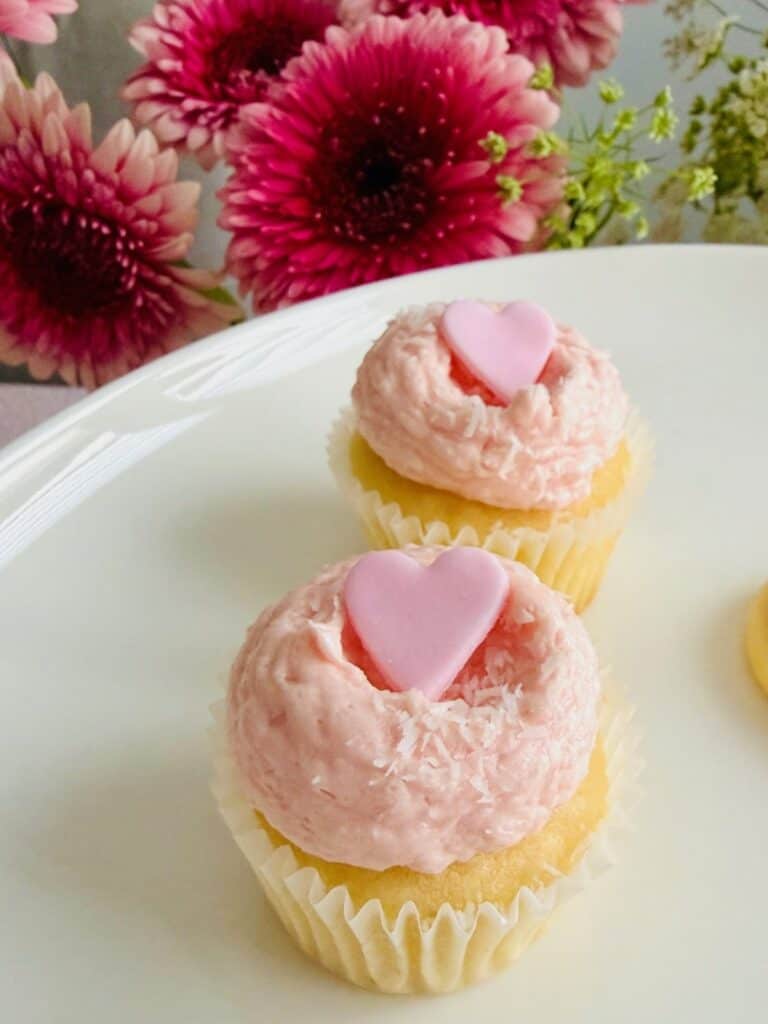 Mini coconut ice cupcakes