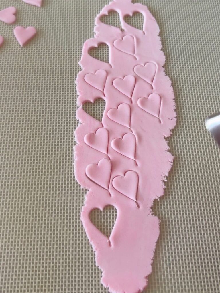 fondant with little hearts cut out