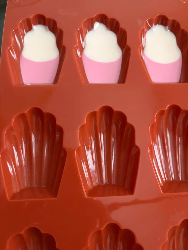 ombre chocolate in a madeleine mould