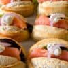 smoked salmon mini rolls with dill sauce