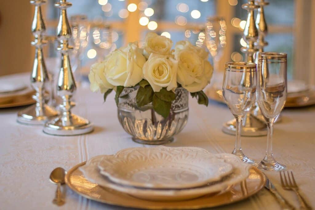table, place setting, dinner, setting, place, plate, white, silverware, dining, elegant, china, flatware, romantic, silver, wedding, meal, holiday, roses, party, celebration, tablecloth, restaurant, luxury, lunch, romance, fancy, fine, event, brown rose, brown restaurant, brown wedding, brown party, brown table, brown dinner, brown event, brown celebrate, place setting, dinner, dinner, dinner, dinner, dinner, dining, wedding, party, restaurant, restaurant, event, event