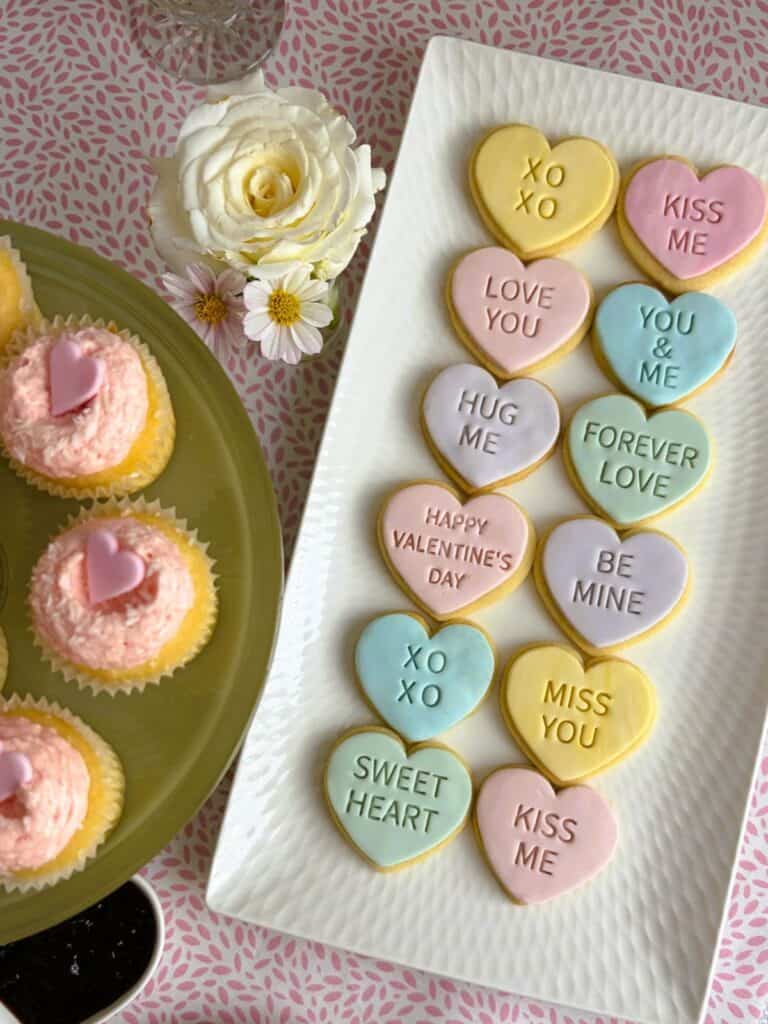 Valentine's Heart Cookies on a tray
