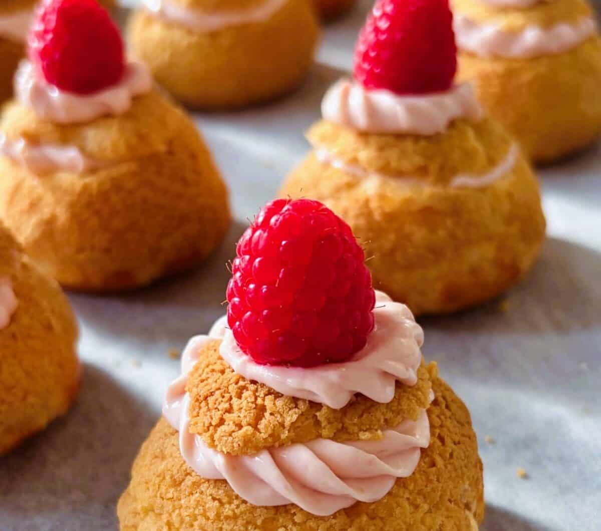Raspberry Cheesecake Choux Puffs