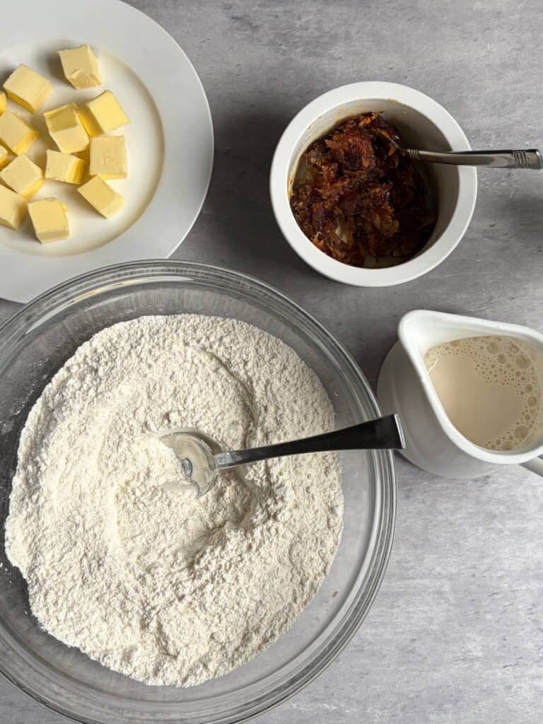 Ingredients for orange and date scones