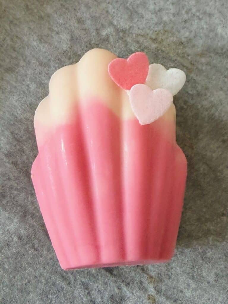 Easy ombre white chocolate madeleine on a tray