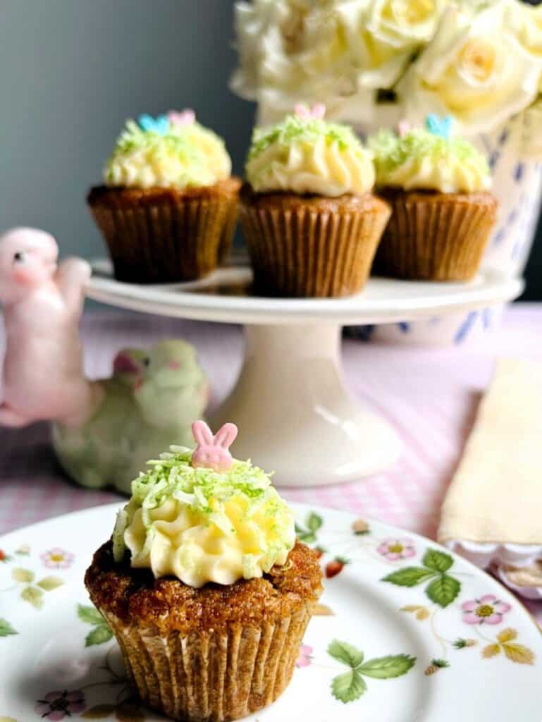 Easter carrot cakes on a bunny stand