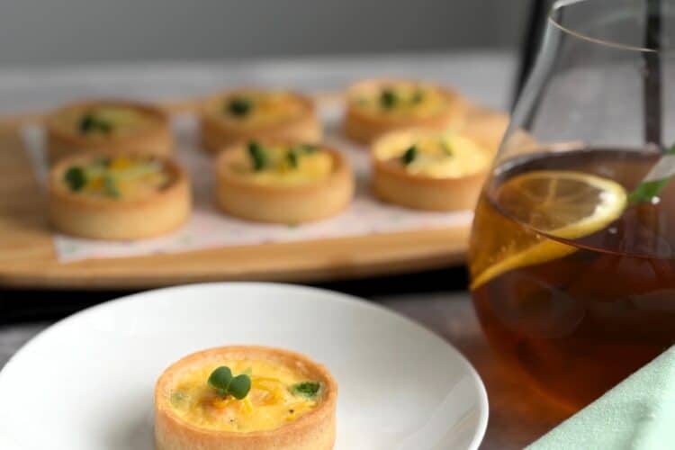 Salmon pea and parmesan tartlets