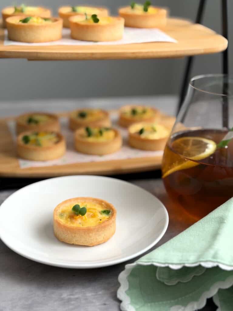 Salmon pea and parmesan tartlets