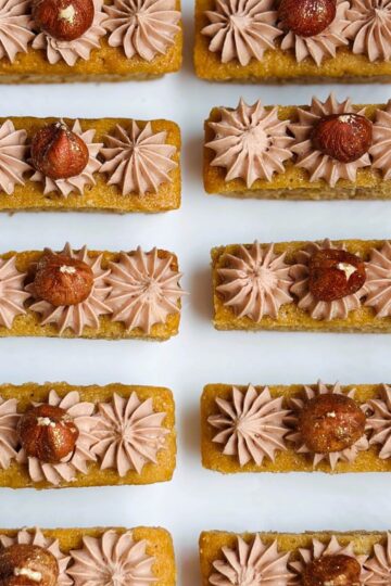 Hazelnut latte fingers top down on a platter