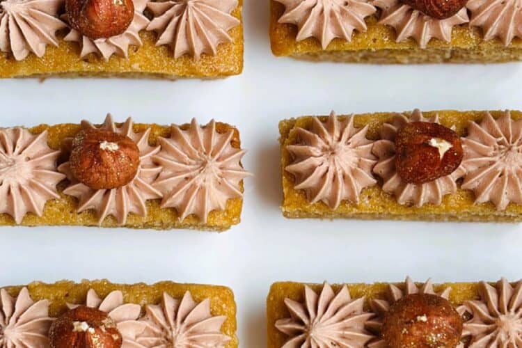Hazelnut latte fingers top down on a platter